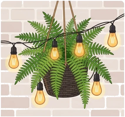 Balcón como lugar de descanso nocturno: luz, plantas y muebles compactos
